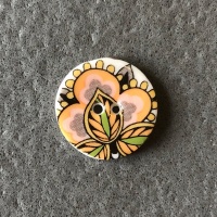 Orange Paisley Smaller Medium Circular Button